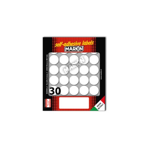 Etichette permanenti Markin Copiatabu Ø 22 mm - bianco - conf. 10 blister da 10 ff - X11007